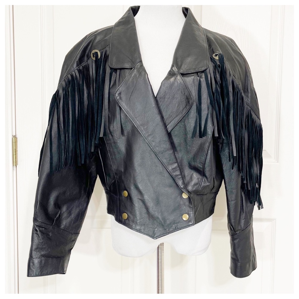 Leather fringe vintage jacket